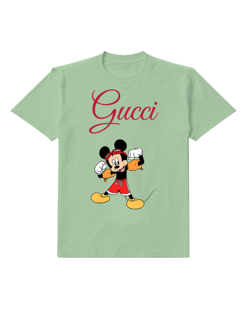 Sage Green Mickey Mouse Flexing Arms Graphic T-Shirt - front product view