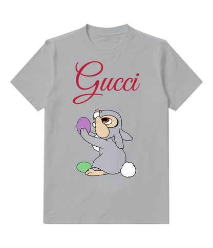 Light Gray Rabbit with Colorful Eggs Graphic T-Shirt - front product view