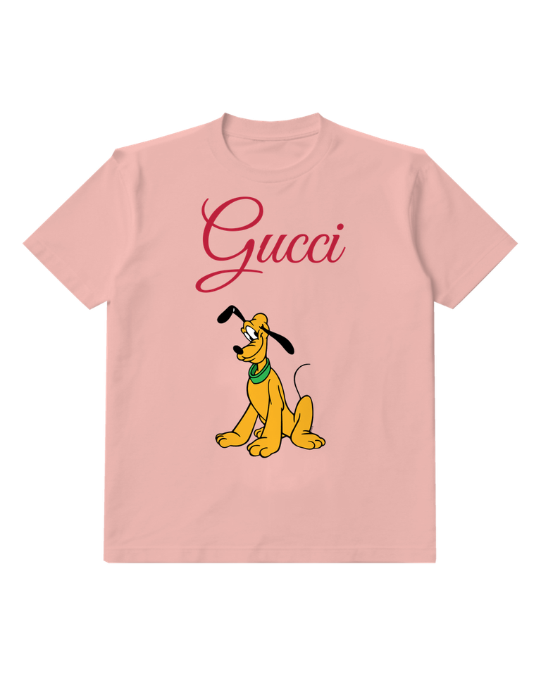 Blush Pink Seated Dog Green Collar Graphic T-Shirt - front product view