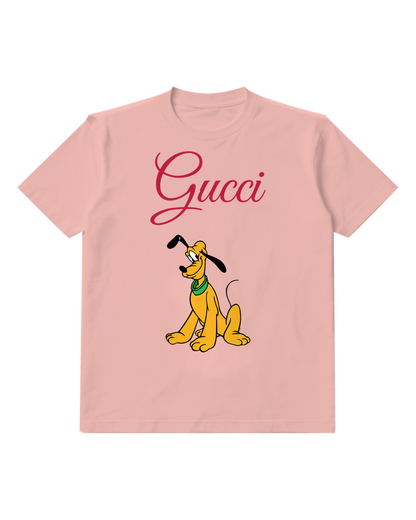 Blush Pink Seated Dog Green Collar Graphic T-Shirt - front product view