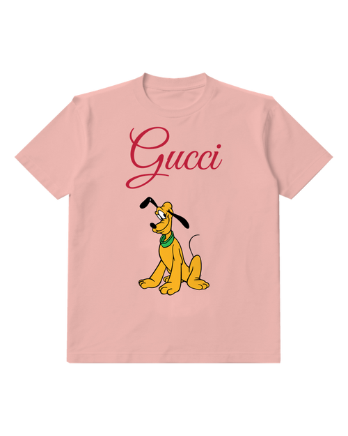 Blush Pink Seated Dog Green Collar Graphic T-Shirt - front product view