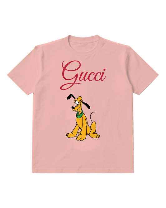 Blush Pink Seated Dog Green Collar Graphic T-Shirt - front product view