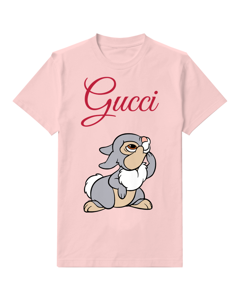 Blush Pink Upward Looking Rabbit Graphic T-Shirt - front product view