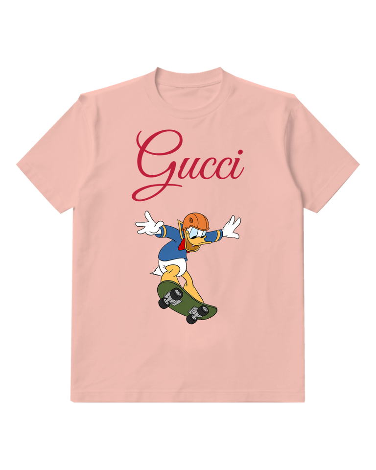 Blush Pink Donald Duck Skateboarding Mid Air Graphic T-Shirt - front product view