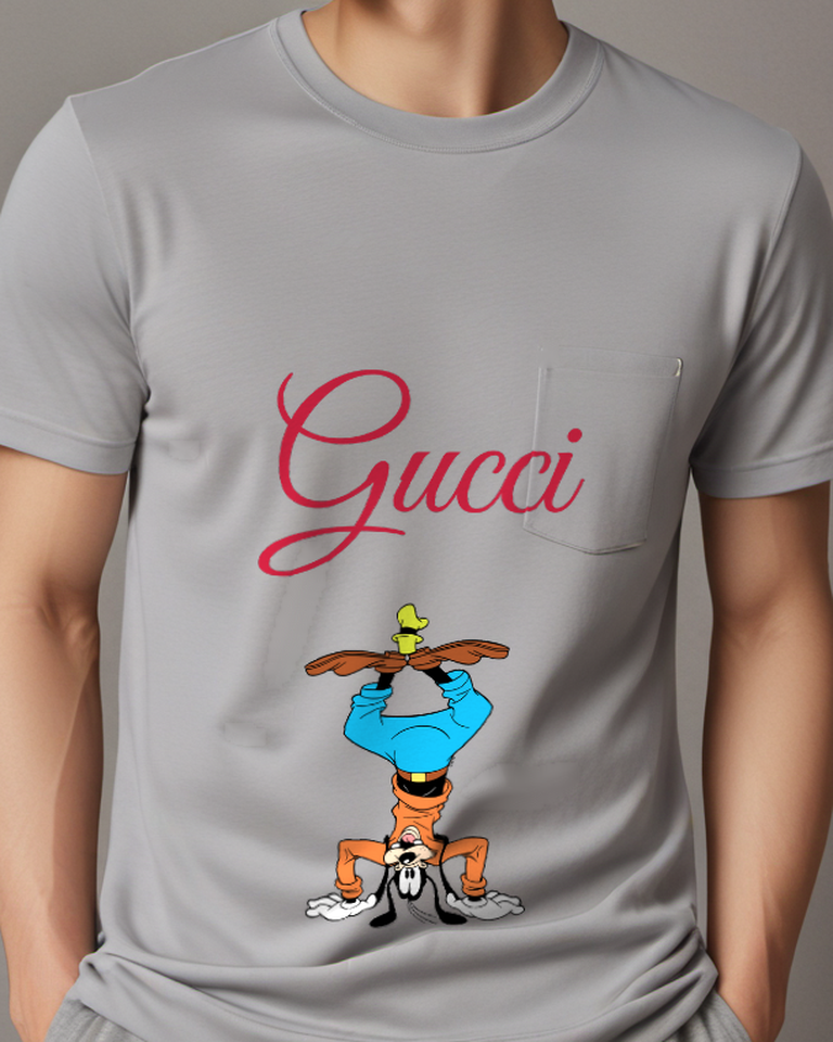 Gray Dog Blue Shirt Wide Stance Graphic T-Shirt - model wearing view