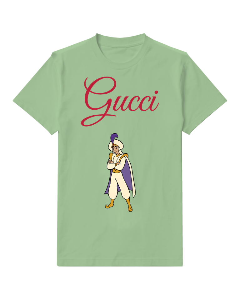 Sage Green Aladdin In Confident Stance Graphic T-Shirt - front product view