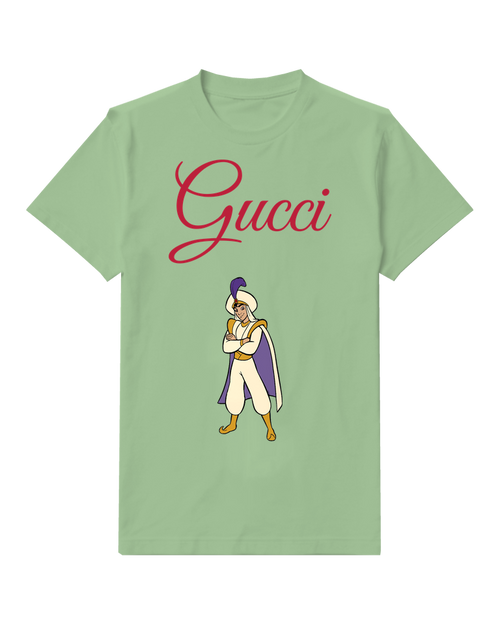 Sage Green Aladdin In Confident Stance Graphic T-Shirt - front product view