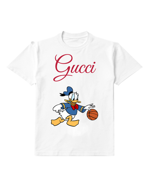 White Donald Duck Dribbling Basketball Graphic T-Shirt - front product view