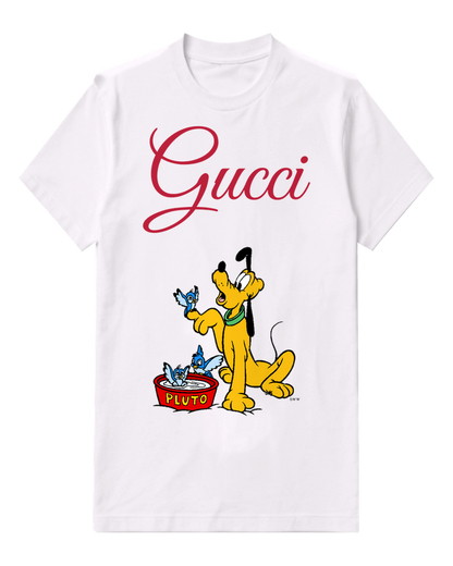 White Yellow Dog With Black Ears Graphic T-Shirt - front product view