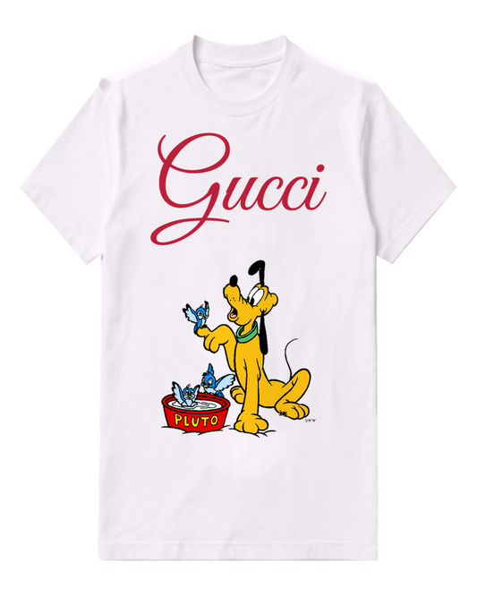 White Yellow Dog With Black Ears Graphic T-Shirt - front product view