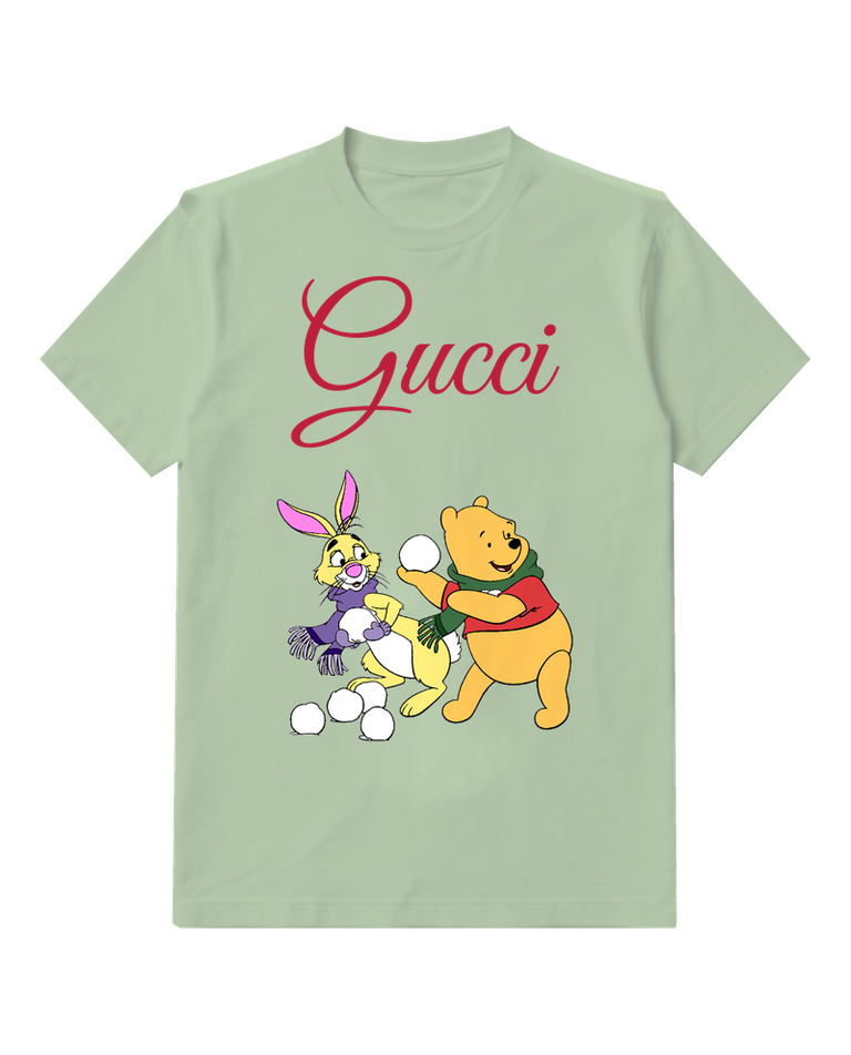 Sage Green Bear and Woodland Friends Graphic T-Shirt - front product view