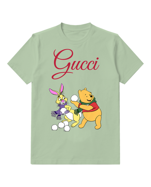 Sage Green Bear and Woodland Friends Graphic T-Shirt - front product view