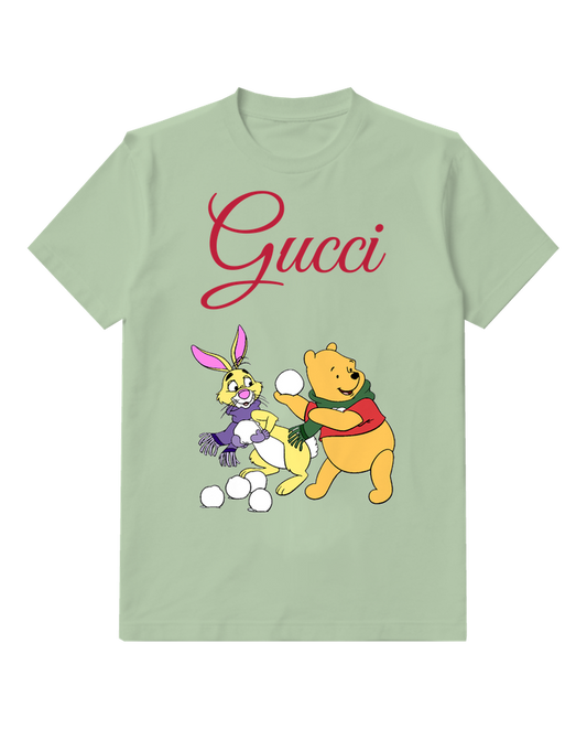Sage Green Bear and Woodland Friends Graphic T-Shirt - front product view
