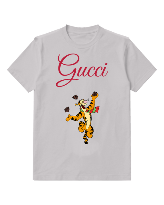 Light Gray Tigger Jumping With Pinecones Graphic T-Shirt - front product view