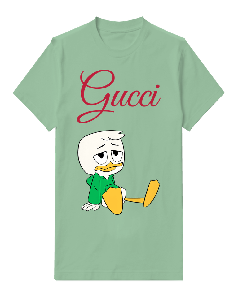 Sage Green Louie Duck Sitting Cross Legged Graphic T-Shirt - front product view