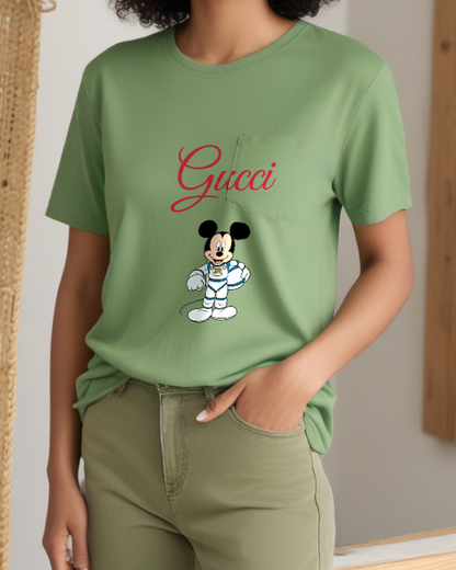 Sage Green Astronaut Mouse Graphic T-Shirt - styled view 3