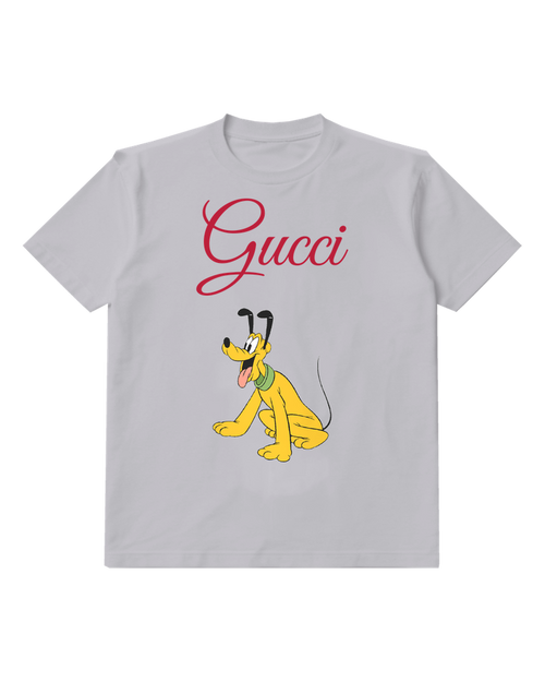 Light Gray Yellow Dog With Green Collar Graphic T-Shirt - front product view