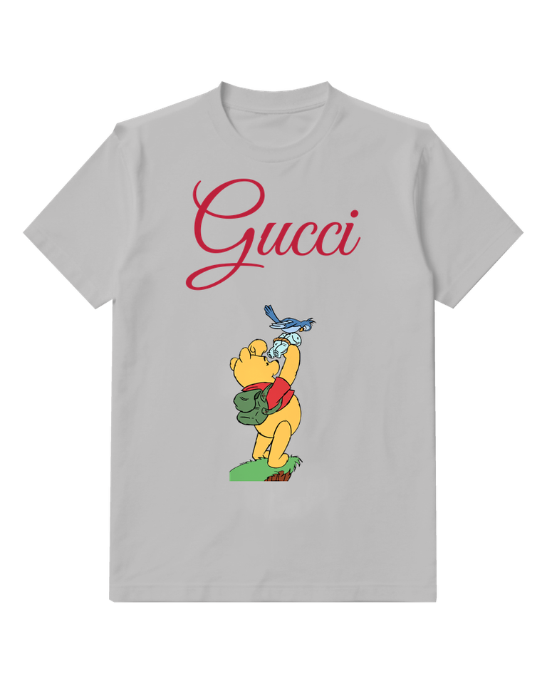 Light Gray Winnie The Pooh Birdwatching With Binoculars Graphic T-Shirt - front product view