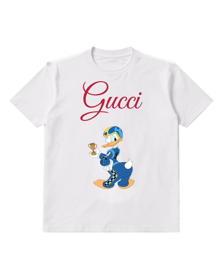 White Roadster Racer Donald Duck Graphic T-Shirt - front product view