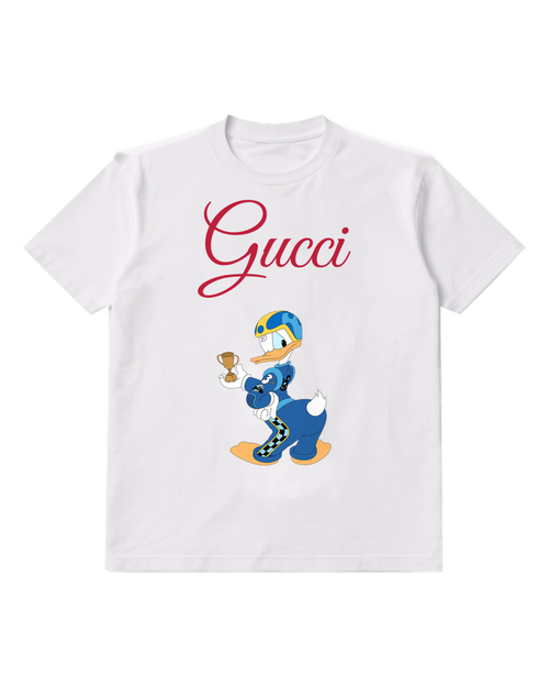 White Roadster Racer Donald Duck Graphic T-Shirt - front product view