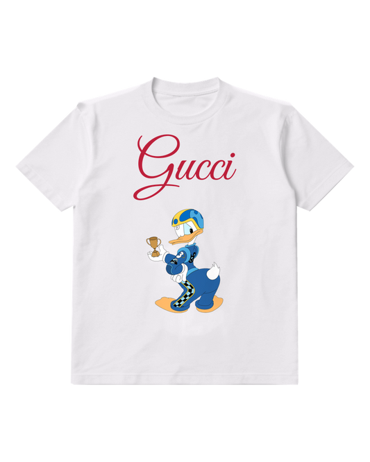 White Roadster Racer Donald Duck Graphic T-Shirt - front product view