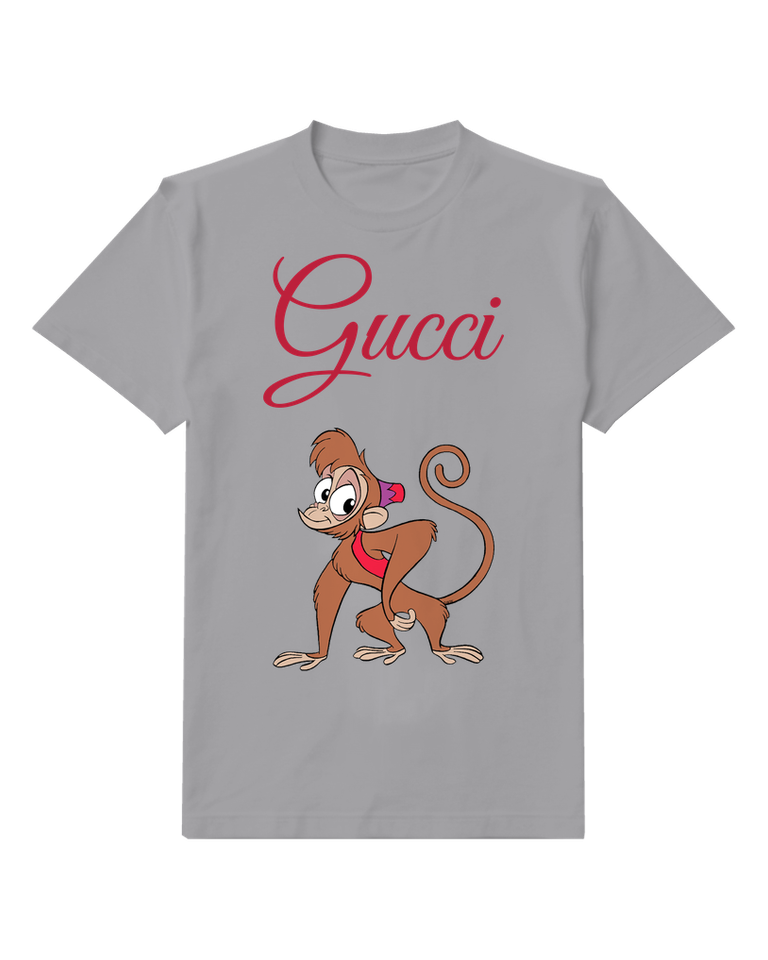 Gray Monkey In Crouched Stance With Red Cap Graphic T-Shirt - front product view