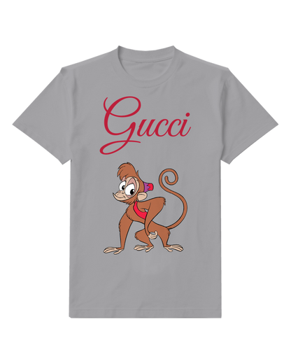 Gray Monkey In Crouched Stance With Red Cap Graphic T-Shirt - front product view