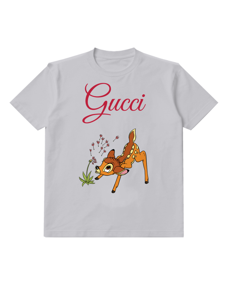 Light Gray Fawn Meadow Flowers Graphic T-Shirt - front product view
