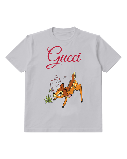 Light Gray Fawn Meadow Flowers Graphic T-Shirt - front product view