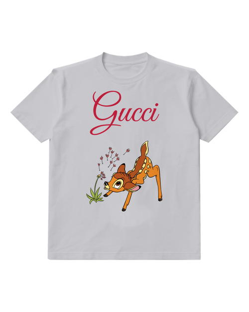 Light Gray Fawn Meadow Flowers Graphic T-Shirt - front product view