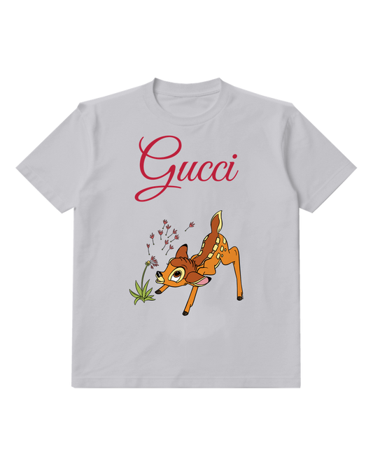 Light Gray Fawn Meadow Flowers Graphic T-Shirt - front product view