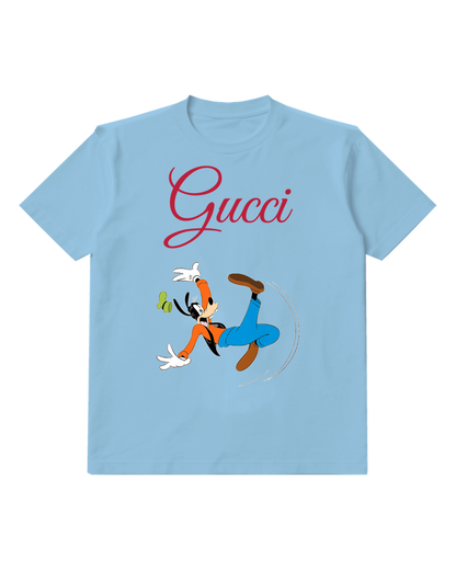 Sky Blue Goofy Airborne Limbs Flung Green Hat Lost Graphic T-Shirt - front product view