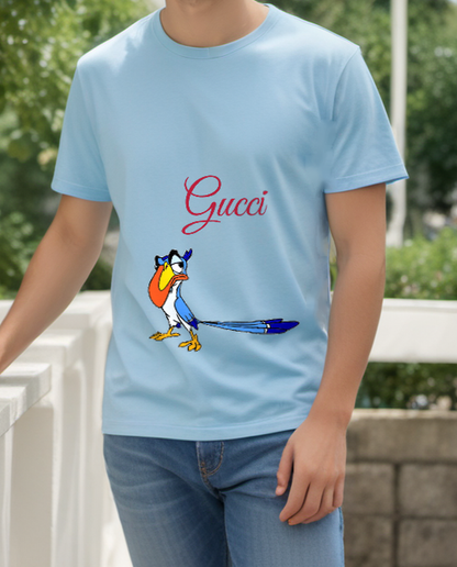 Sky Blue Long Tailed Bird Graphic T-Shirt - styled view 5