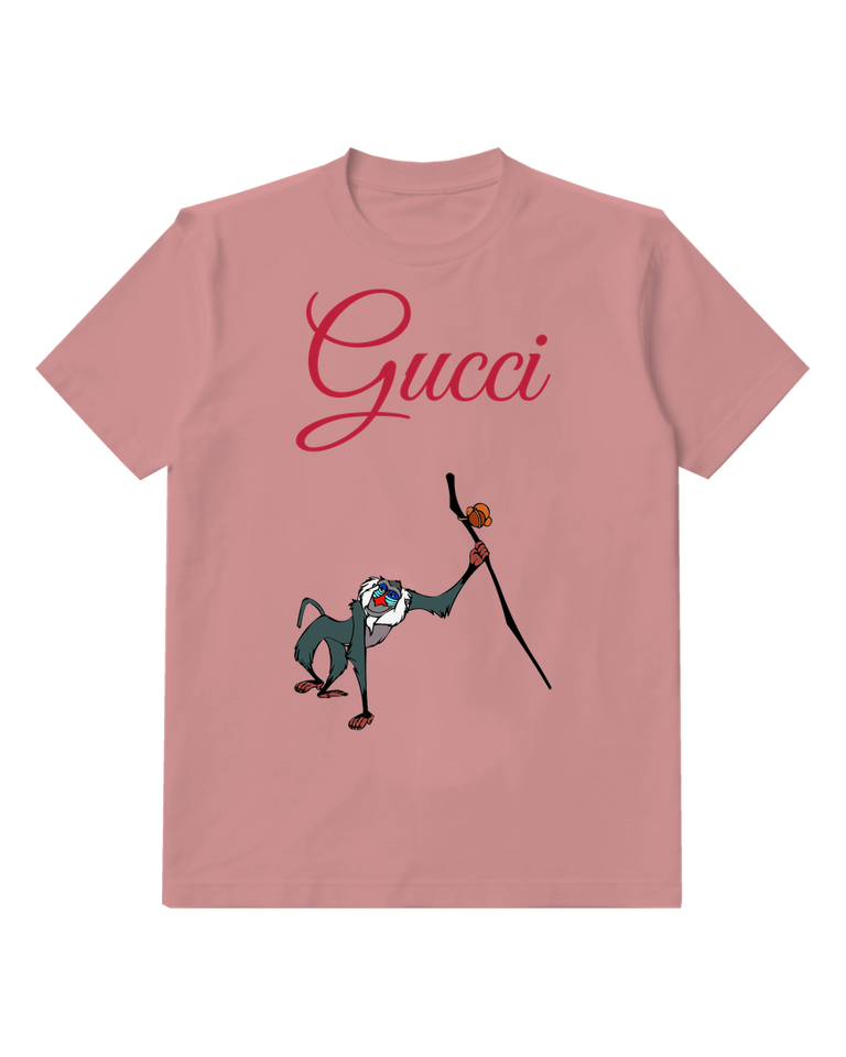 Blush Pink Rafiki Holding Staff With Orange Tip Graphic T-Shirt - front product view