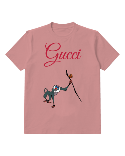 Blush Pink Rafiki Holding Staff With Orange Tip Graphic T-Shirt - front product view
