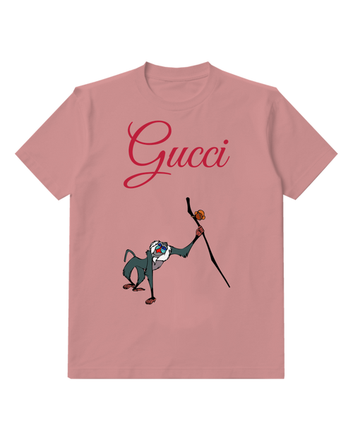 Blush Pink Rafiki Holding Staff With Orange Tip Graphic T-Shirt - front product view