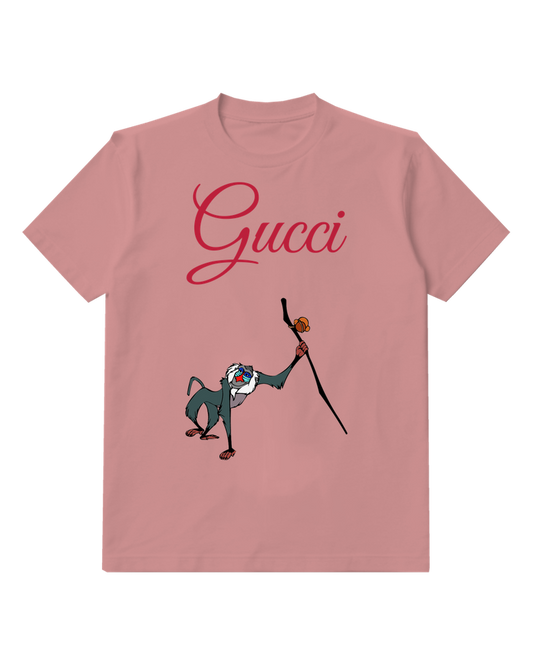 Blush Pink Rafiki Holding Staff With Orange Tip Graphic T-Shirt - front product view