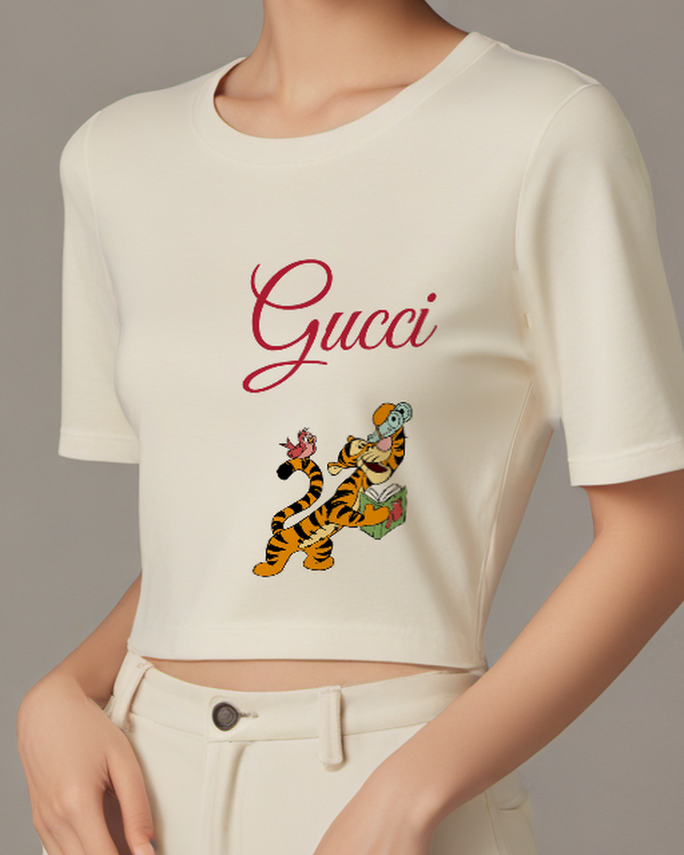 Ivory Tigger Birdwatching With Binoculars And Book Graphic T-Shirt - model wearing view