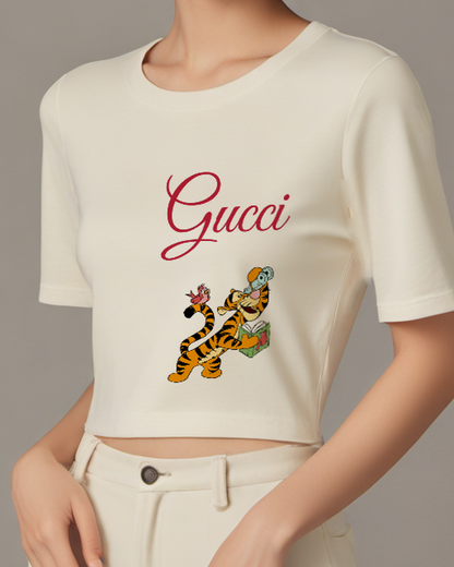 Ivory Tigger Birdwatching With Binoculars And Book Graphic T-Shirt - model wearing view