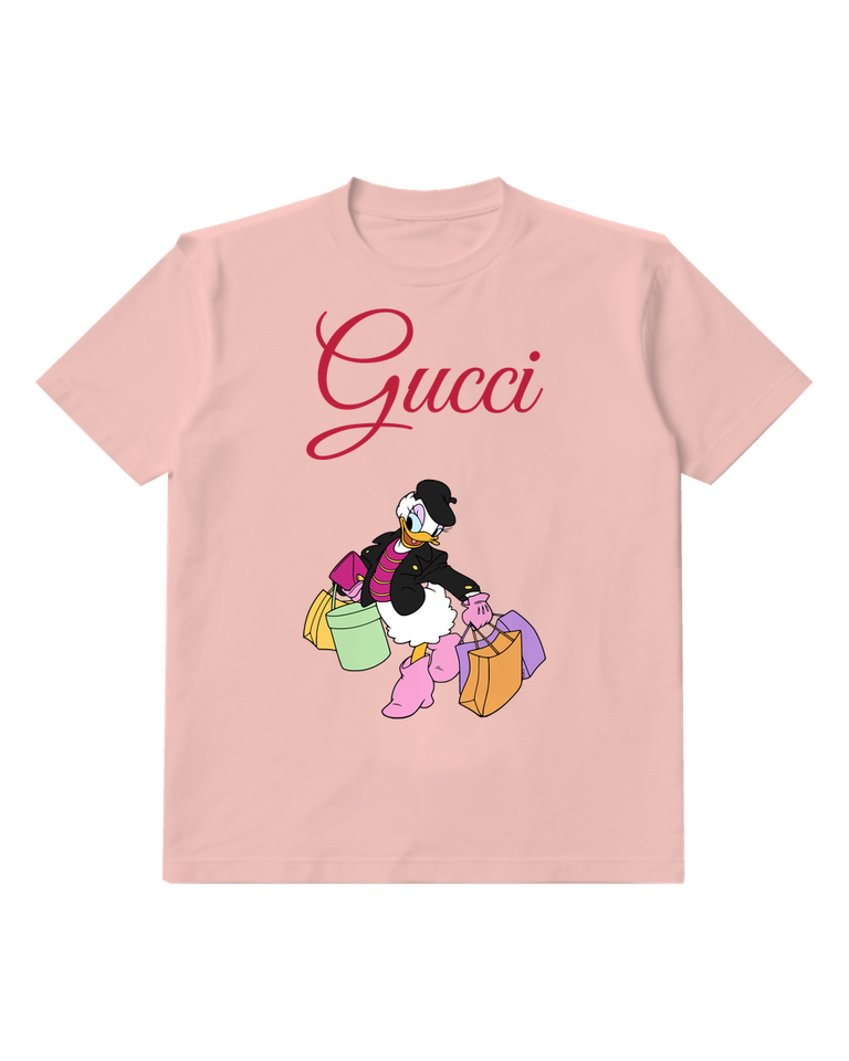 Blush Pink Mouse Carrying Shopping Bags Graphic T-Shirt - front product view