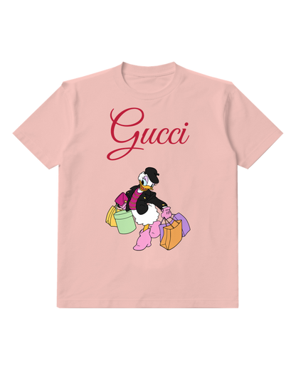 Blush Pink Mouse Carrying Shopping Bags Graphic T-Shirt - front product view