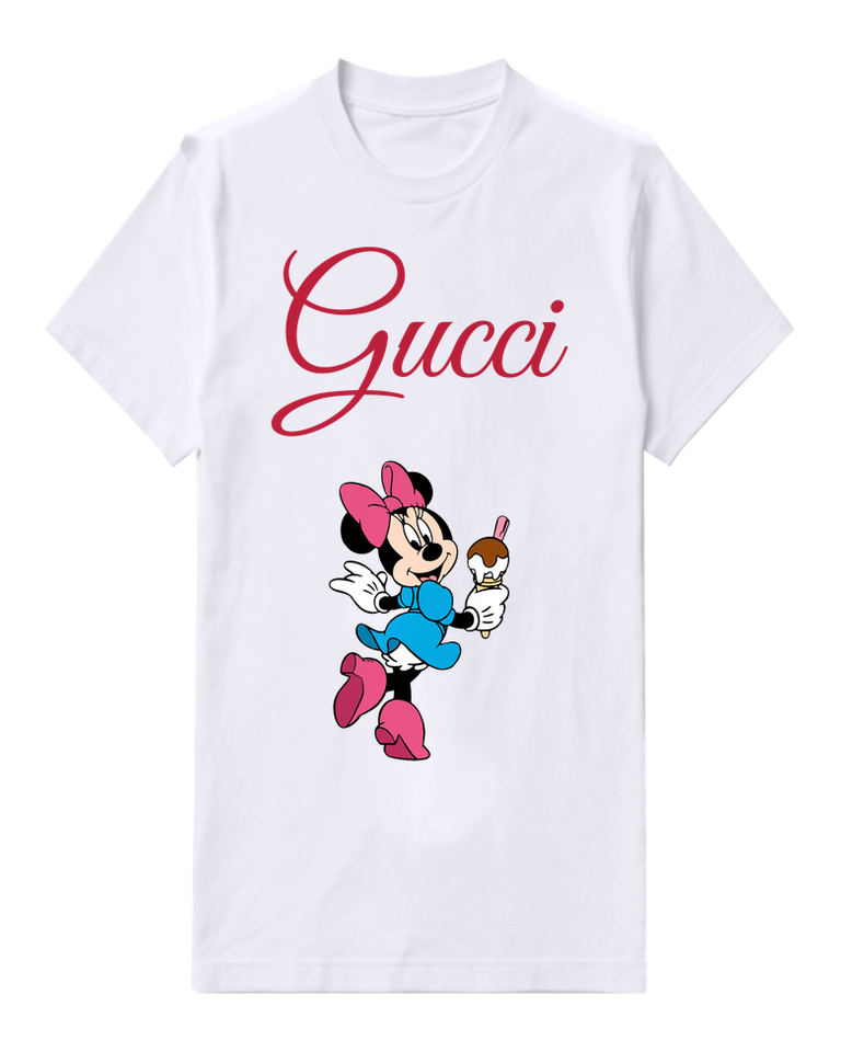 White Minnie Mouse Holding Ice Cream Graphic T-Shirt - front product view