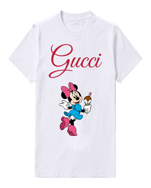 White Minnie Mouse Holding Ice Cream Graphic T-Shirt - front product view