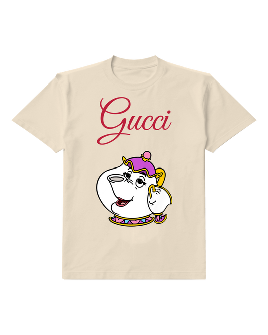 Ivory Smiling Decorated Teapot Graphic T-Shirt - front product view