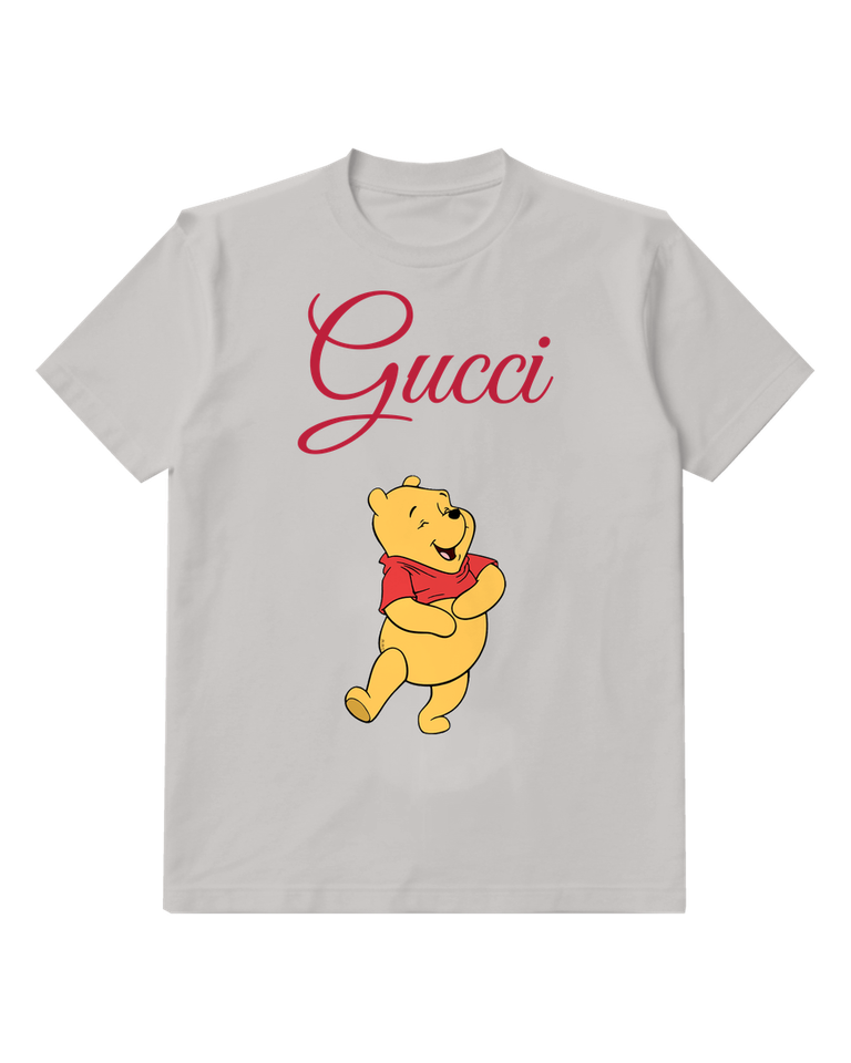 Light Gray Winnie The Pooh Dancing Joyfully Graphic T-Shirt - front product view