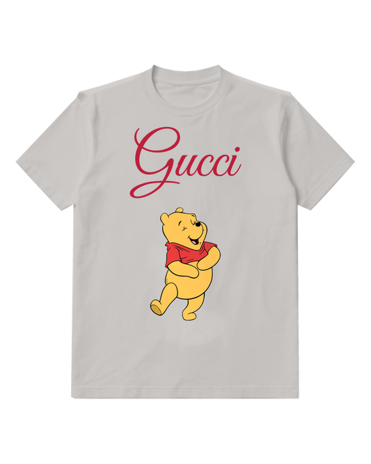 Light Gray Winnie The Pooh Dancing Joyfully Graphic T-Shirt - front product view