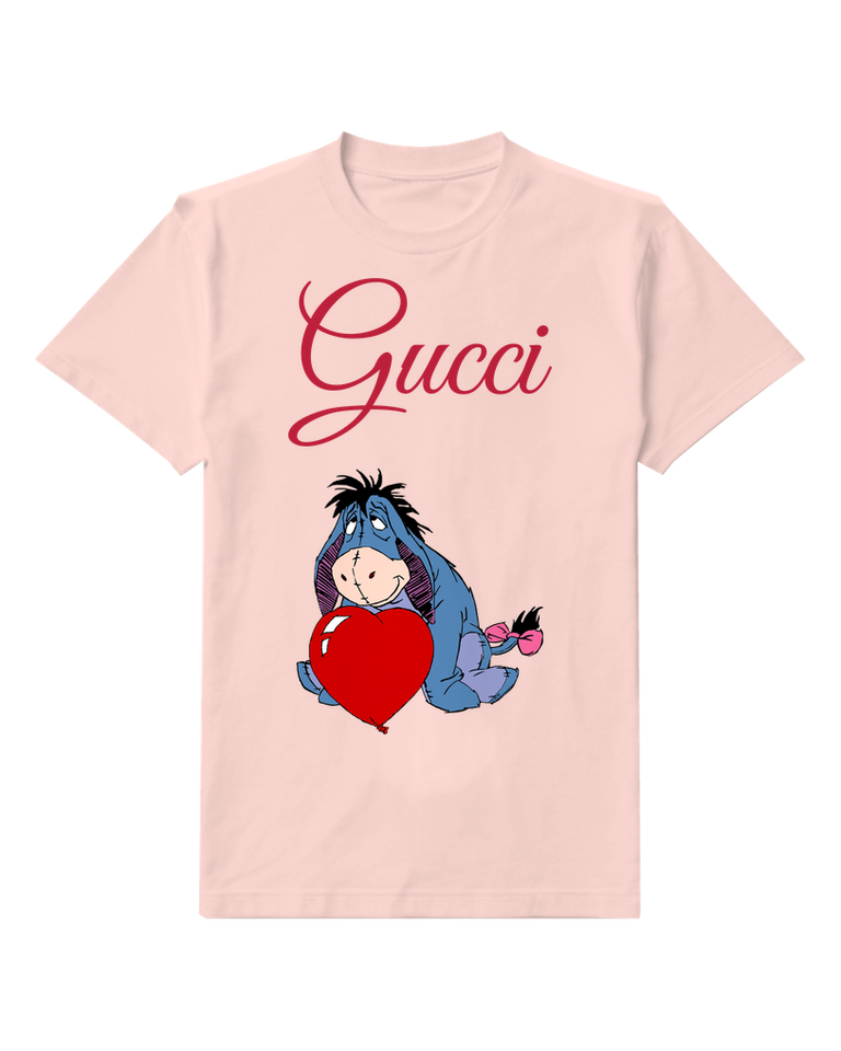 Blush Pink Donkey Large Red Heart Graphic T-Shirt - front product view