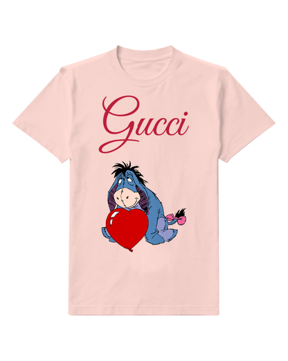 Blush Pink Donkey Large Red Heart Graphic T-Shirt - front product view