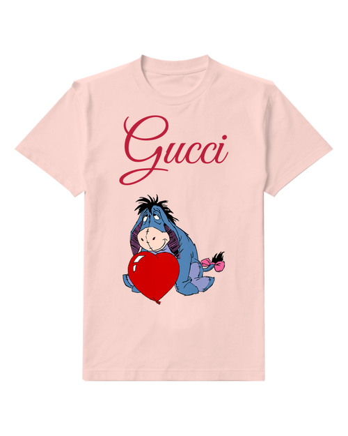 Blush Pink Donkey Large Red Heart Graphic T-Shirt - front product view