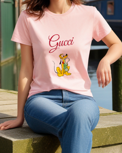 Blush Pink Yellow Puppy Graphic T-Shirt - styled view 3